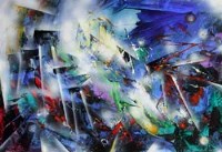 Lot 475 - David Wilde, War of the Worlds, oil.