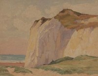 Lot 493 - Stewart Acton, Seaford Cliffs, watercolour.