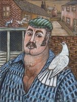 Lot 498 - Brian Burgess, Pigeon fancier, mixed media.