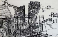 Lot 510 - John Uzzell Edwards, Village scenes, ink (2).