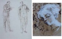 Lot 516 - Dorothy Bradford, Female portrait and another male study, mixed media (2).