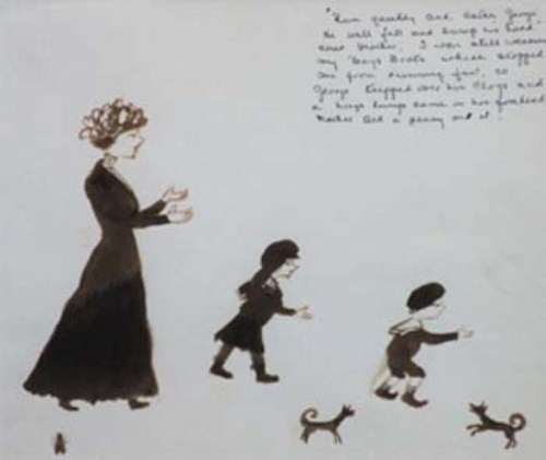 523 - Helen Bradley, George and others, watercolour.