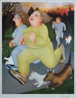 Lot 535 - After Beryl Cook, The Joggers on the Hoe, signed print.
