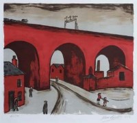 Lot 538 - Alan Lowndes, Stockport Viaduct, signed lithograph.