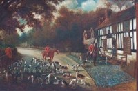 Lot 544 - Herbert St. John Jones, The Old South Cheshire Foxhounds at the Star Inn, Acton, oil.