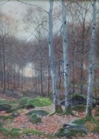 Lot 570 - James T. Watts, Young Beech Trees in November, watercolour.