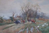 Lot 579 - John Macpherson, Herding the cattle, watercolour.