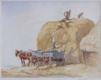 Lot 587 - George Soper, The Straw Rick, signed aquatint.