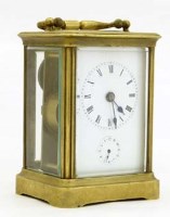 Lot 591 - French carriage clock with alarm.