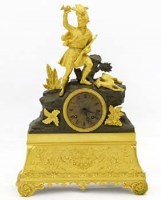 Lot 597 - French gilt bronze mantel clock of a Scottish huntsman