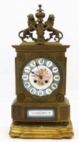 Lot 598 - 19th century French mantel clock with porcelain