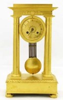 Lot 599 - French gilt brass portico clock, mid 19th century