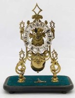 Lot 610 - Skeleton clock under glass dome.