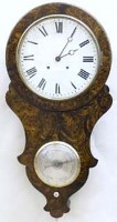 Lot 632 - American drop-dial wall clock and combined mercury barometer late 19th century
