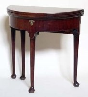 Lot 710 - Mid 18th century walnut fold-over combined tea and card table with three hinged leaves