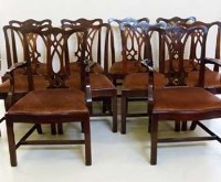 Lot 714 - Ten Chippendale style dining chairs (2 carvers).