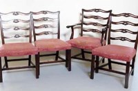 Lot 722 - Four mahogany London ladder-back dining chairs (1 carver).