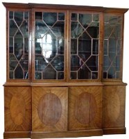 Lot 723 - Large breakfront mahogany bookcase.