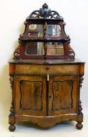 Lot 726 - Victorian Walnut side cabinet with mirror back