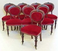 Lot 730 - Set of eight Victorian mahogany balloon back