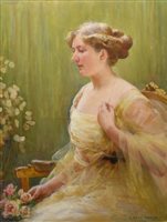 Lot 301 - George Hall Neale, Portrait of Mrs Hughes, oil.