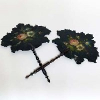 Lot 5 - Two similar Victorian papier mache face screens.