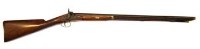 Lot 72 - Percussion single barrel shotgun with powder and shot flask.