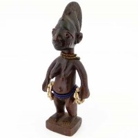 Lot 95 - Ibeji female figure with bead necklace and waist