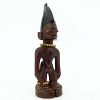 Lot 120 - Osi Ilorin ibeji male figure, indigo head dress