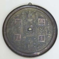 Lot 200 - Large bronze mirror.