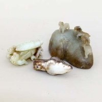 Lot 219 - Chinese carved jade boulder of mountain goats