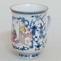 Lot 239 - Qianlong period Chinese wucai baluster mug.