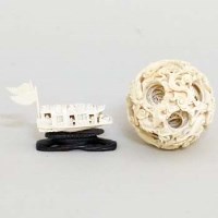 Lot 250 - Chinese ivory puzzle and house boat.