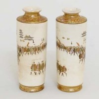 Lot 273 - Pair of Japanese earthenware cylindrical vases.