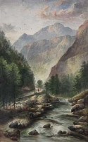 Lot 335 - W. Yale - River landscape, ceramic plaque.