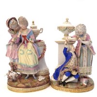 Lot 336 - Pair of Meissen figures 'Test of Love' and 'Love