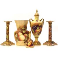 Lot 358 - Five pieces hand painted Coalport.