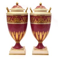 Lot 360 - Pair of Wedgwood Columbia pattern large vases.