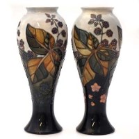 Lot 379 - Pair of Moorcroft Bramble pattern vases