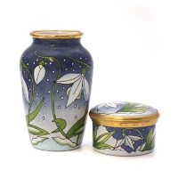 Lot 392 - Moorcroft enamels vase and oval box, both with