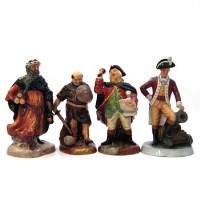Lot 495 - Royal Doulton Officer of the Line; Town Crier; Good King Wenceslas and Friar Tuck (4).
