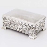 Lot 513 - Silver art noveau style card/stationery box.