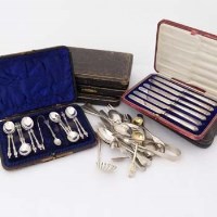 Lot 546 - Five cases of silver flatware and various other