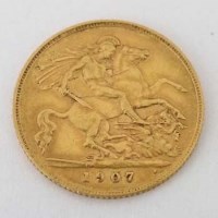 Lot 602 - ½ gold sovereign.