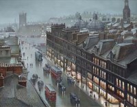 Lot 642 - Steven Scholes, Deansgate, Manchester, oil.