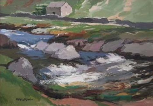 Lot 645 - Donald McIntyre, River Wharfe, acrylic.
