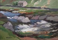 Lot 645 - Donald McIntyre, River Wharfe, acrylic.