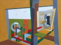 Lot 678 - D.W. 20th century, Abstract, oil.