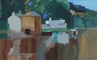 Lot 681 - Elizabeth Rose, River scene, oil.
