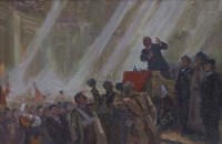 Lot 686 - Lebedev, Lenin, oil and booklet.